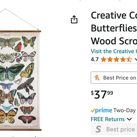 Butterflies Burlap & Wood Scroll Wall Décor - Picture 12 of 15
